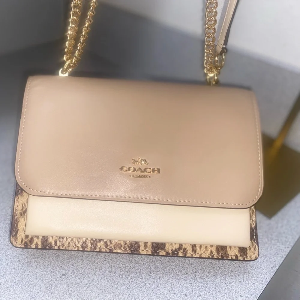 Coach Colorblock Snake Leather Ivory Multi Color Klare Crossbody Bag EUC - Picture 16 of 16